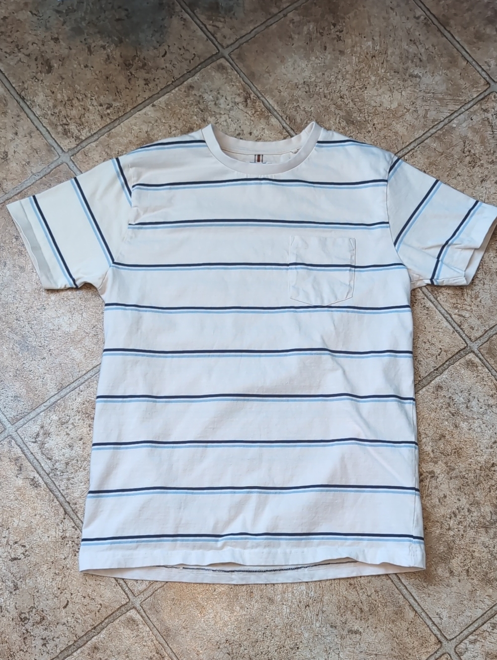 Classic White & Blue Striped Pocket Tee